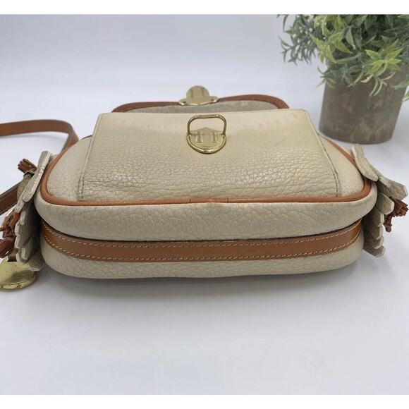 Dooney & Bourke Vintage Beige Brown Pebbled Leather Flap Convertible Crossbody - Picture 3 of 15